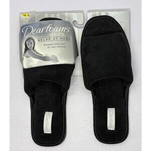 Dearfoams Studio Black Slippers Slides Size Small New in Package